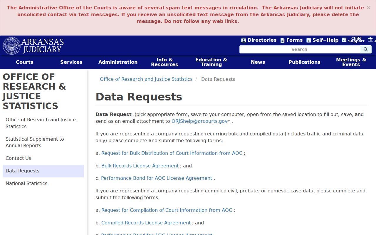 Pike County outstanding warrants Arkansas AOC request route