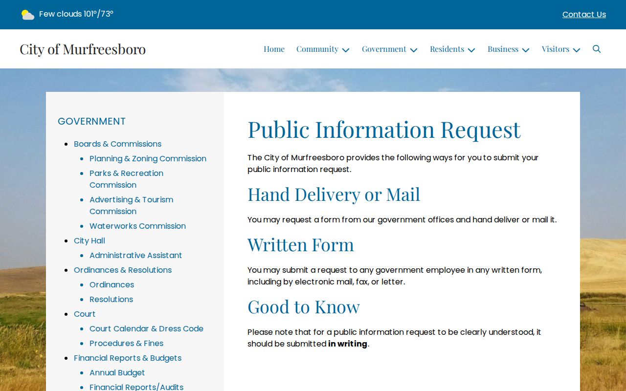 Pike County bench warrant written public record request route